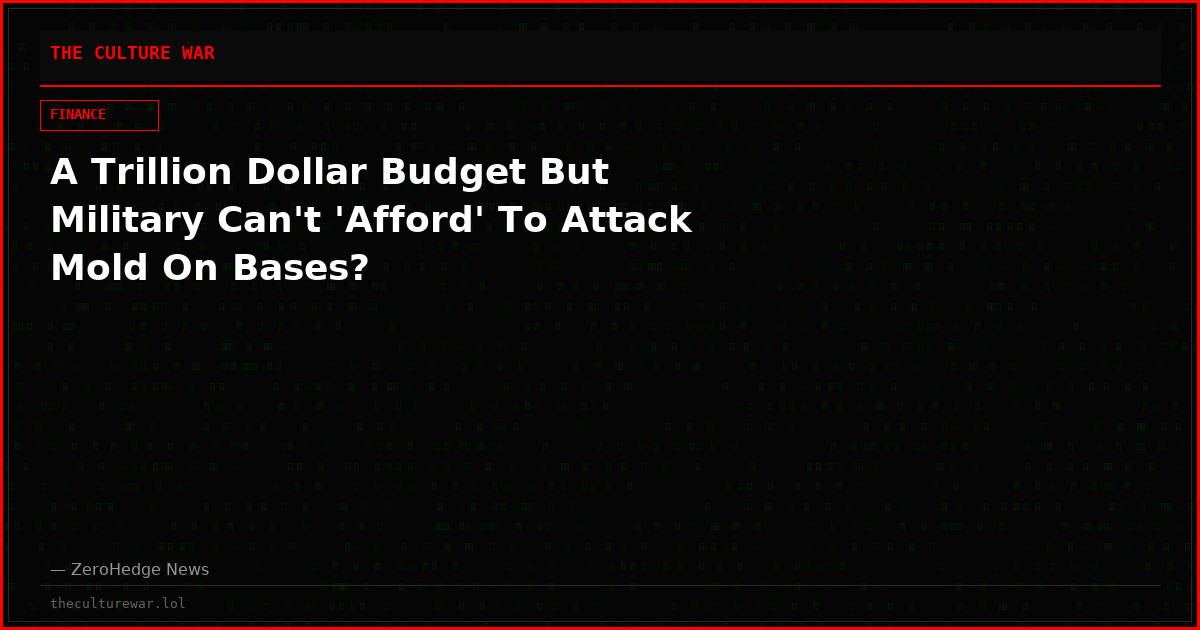 A Trillion Dollar Budget But Military Can't 'Afford' To Attack Mold On Bases?
