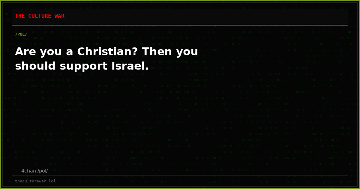 Are you a Christian? Then you should support Israel.
