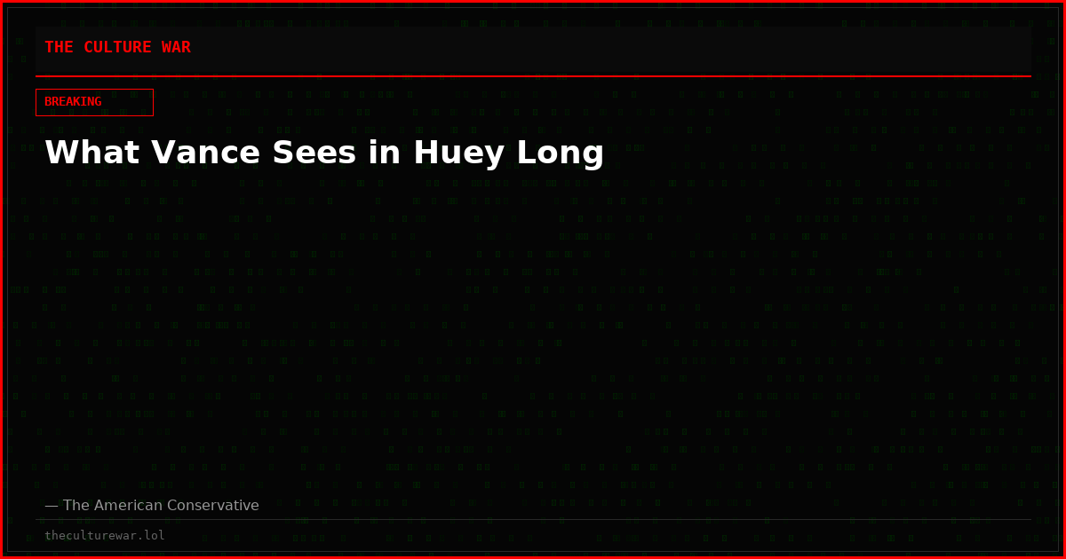 What Vance Sees in Huey Long