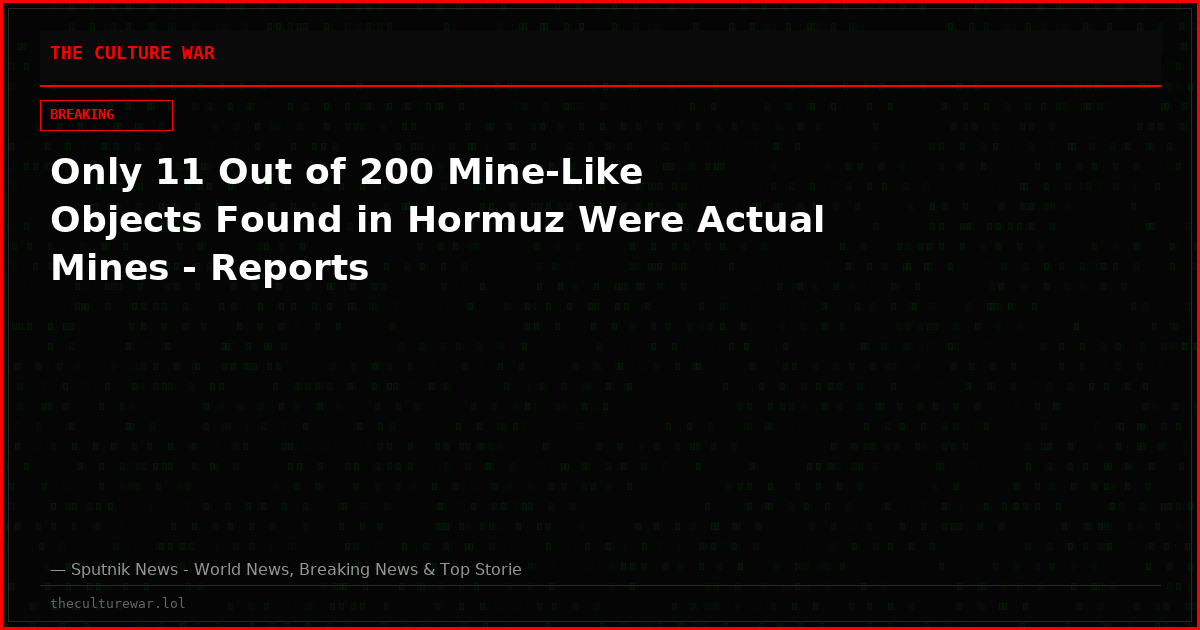 Only 11 Out of 200 Mine-Like Objects Found in Hormuz Were Actual Mines - Reports