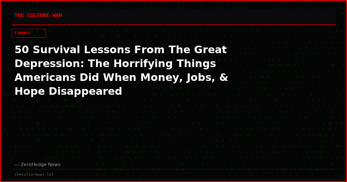50 Survival Lessons From The Great Depression: The Horrifying Things Americans Did When Money, Jobs, & Hope Disappeared