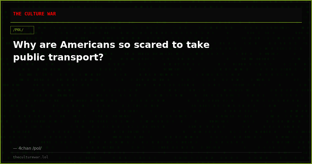 Why are Americans so scared to take public transport?