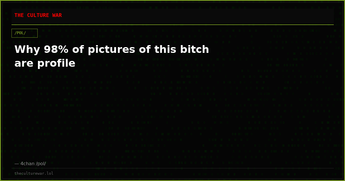 Why 98% of pictures of this bitch are profile
