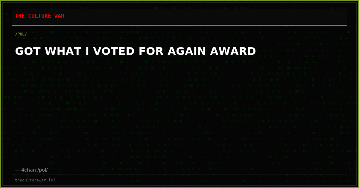 GOT WHAT I VOTED FOR AGAIN AWARD