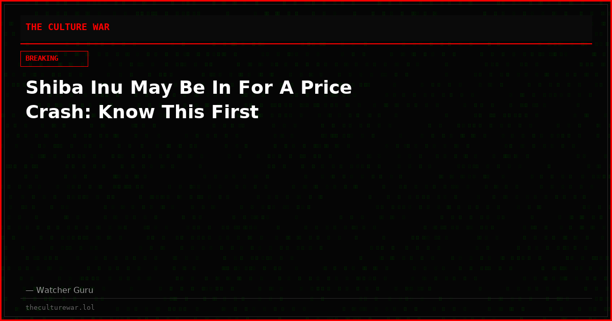 Shiba Inu May Be In For A Price Crash: Know This First