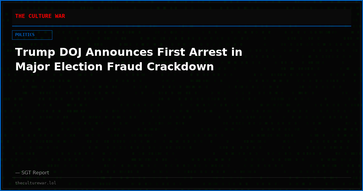 Trump DOJ Announces First Arrest in Major Election Fraud Crackdown
