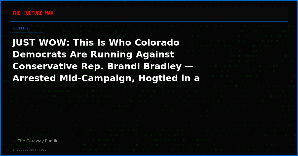 JUST WOW: This Is Who Colorado Democrats Are Running Against Conservative Rep. Brandi Bradley — Arrested Mid-Campaign, Hogtied in a Police Van