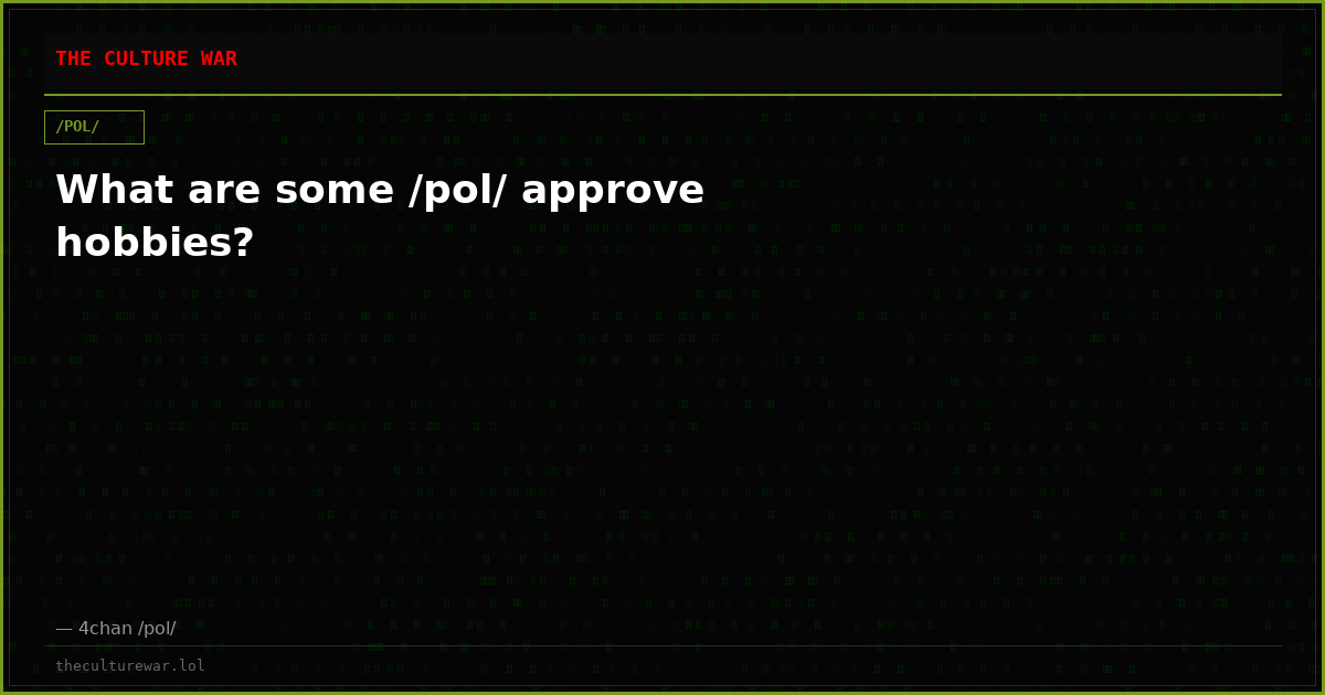 What are some /pol/ approve hobbies?