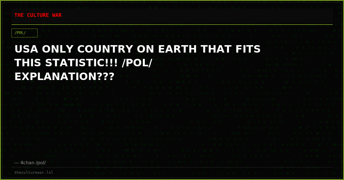 USA ONLY COUNTRY ON EARTH THAT FITS THIS STATISTIC!!! /POL/ EXPLANATION???