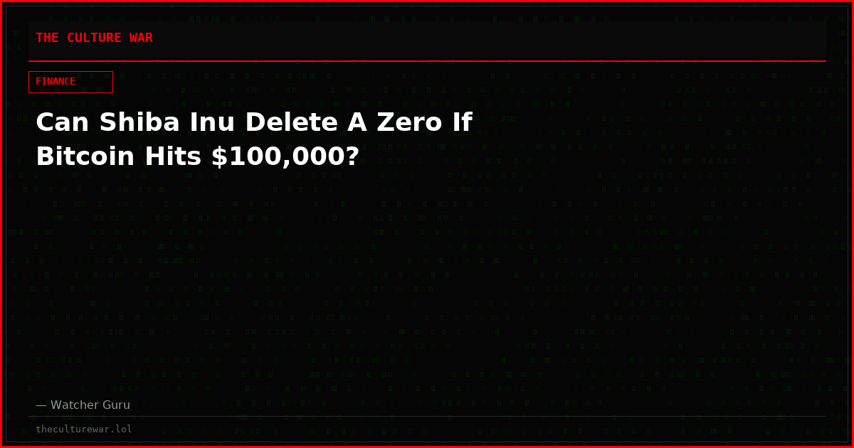 Can Shiba Inu Delete A Zero If Bitcoin Hits $100,000?
