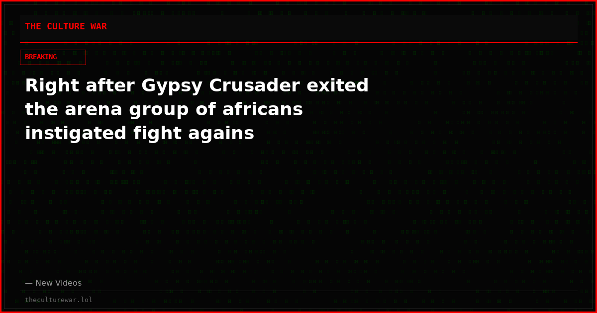 Right after Gypsy Crusader exited the arena group of africans instigated fight agains