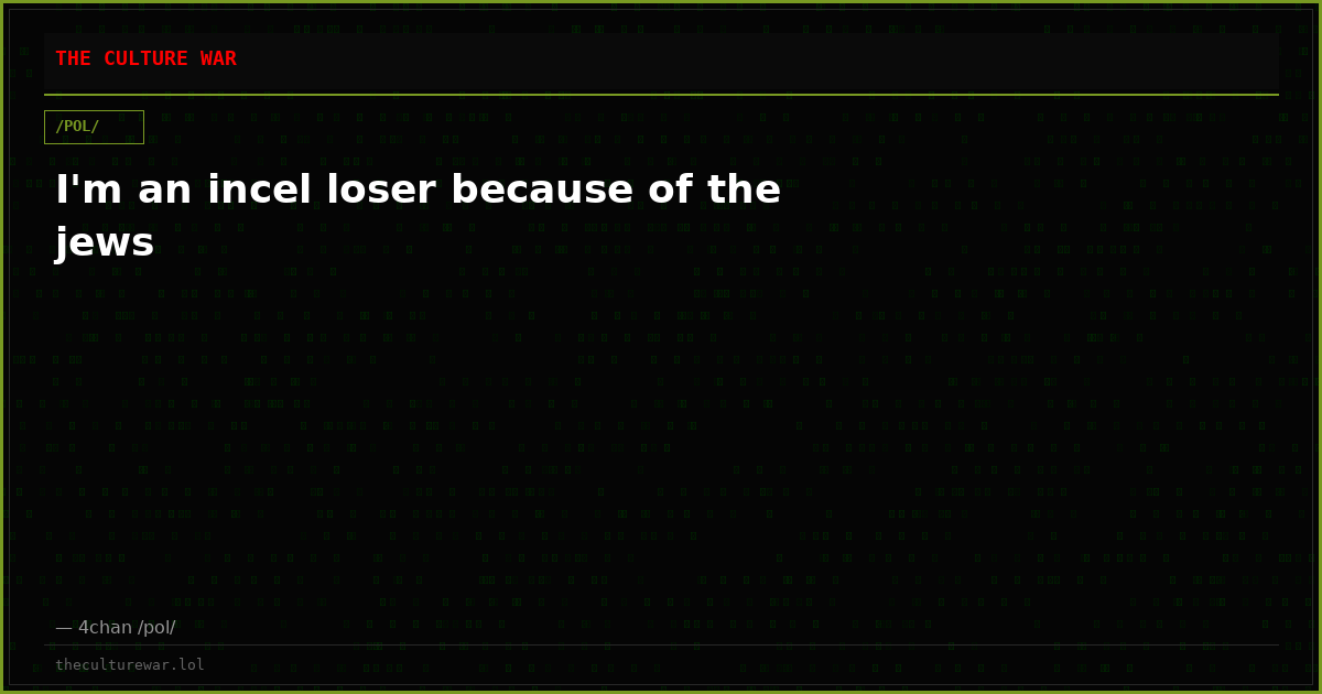 I'm an incel loser because of the jews