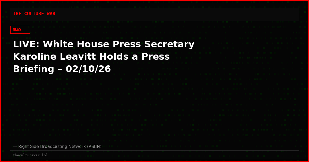 LIVE: White House Press Secretary Karoline Leavitt Holds a Press Briefing – 02/10/26