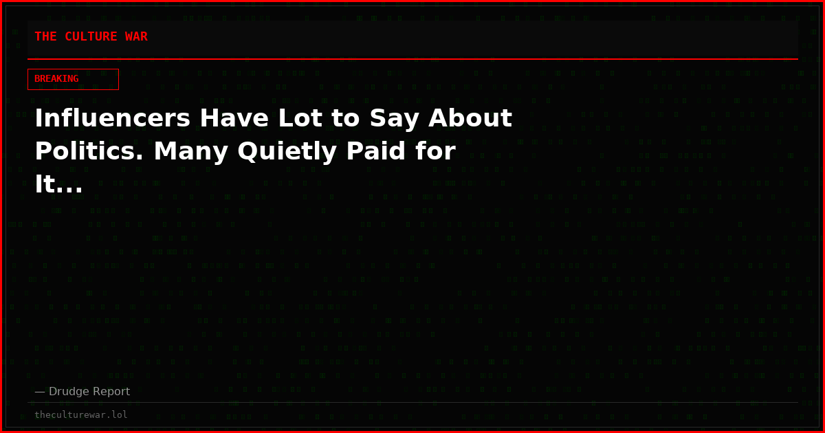 Influencers Have Lot to Say About Politics. Many Quietly Paid for It...