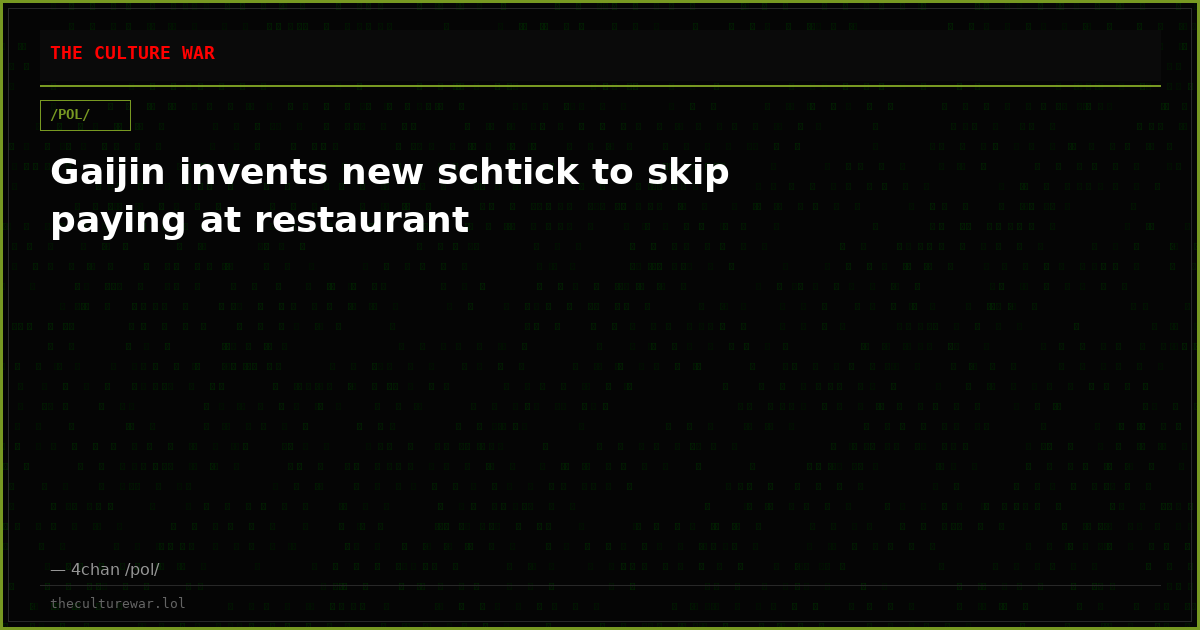 Gaijin invents new schtick to skip paying at restaurant