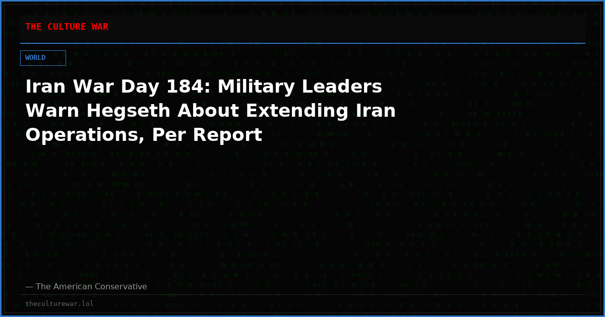Iran War Day 184: Military Leaders Warn Hegseth About Extending Iran Operations, Per Report