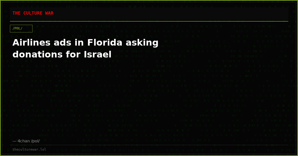 Airlines ads in Florida asking donations for Israel