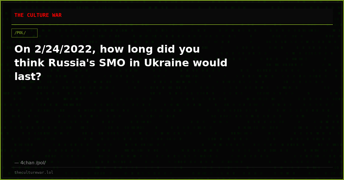 On 2/24/2022, how long did you think Russia's SMO in Ukraine would last?