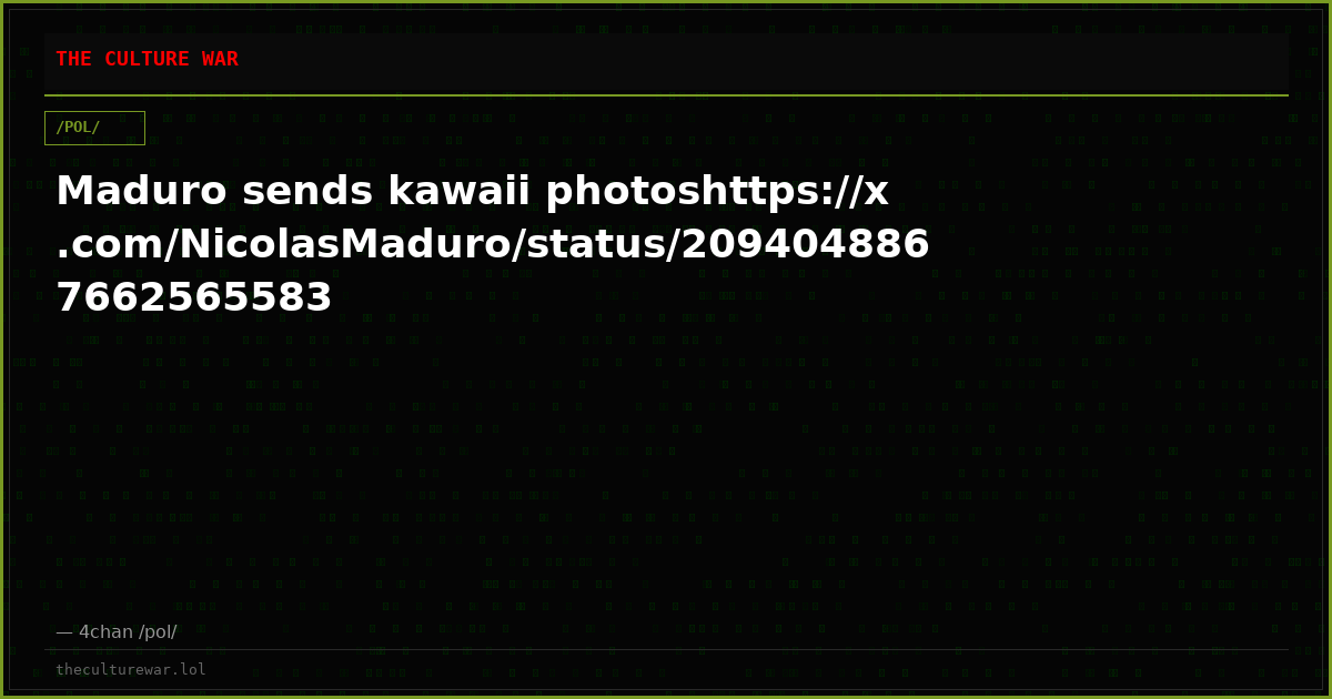 Maduro sends kawaii photoshttps://x.com/NicolasMaduro/status/2094048867662565583