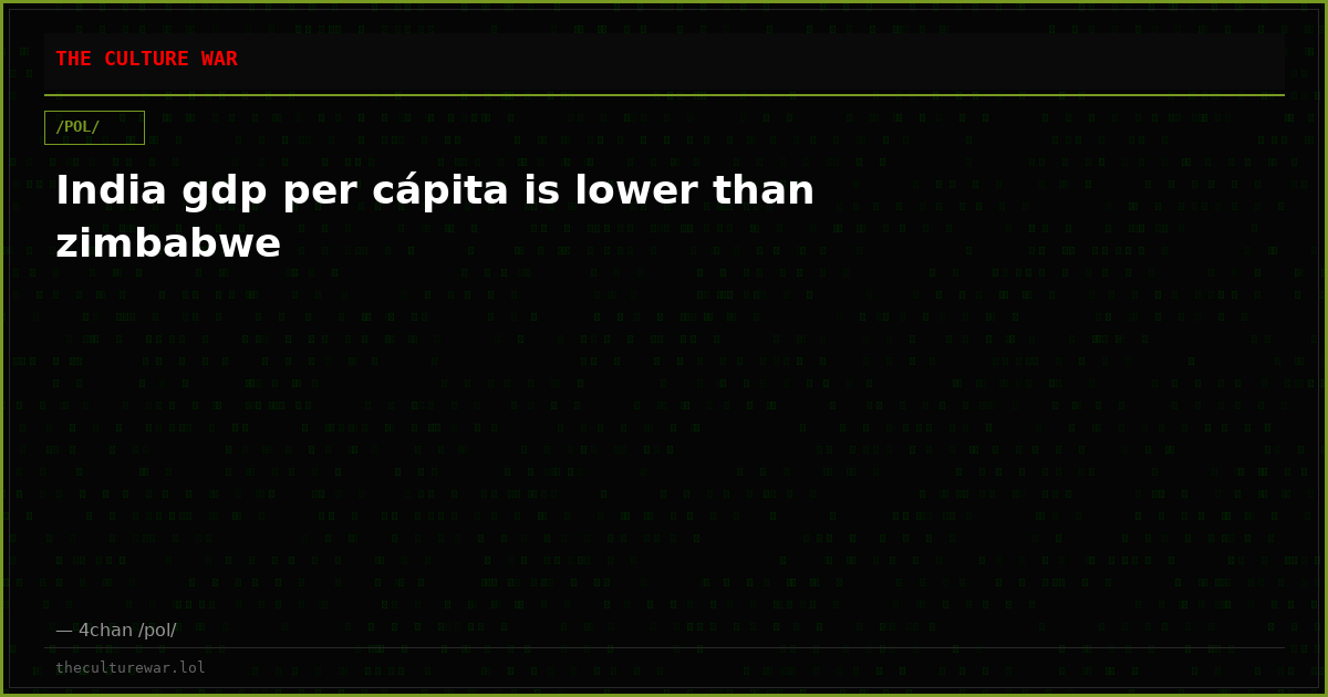India gdp per cápita is lower than zimbabwe