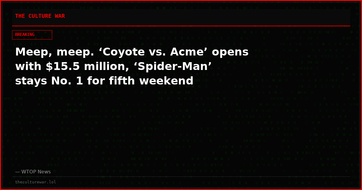 Meep, meep. ‘Coyote vs. Acme’ opens with $15.5 million, ‘Spider-Man’ stays No. 1 for fifth weekend