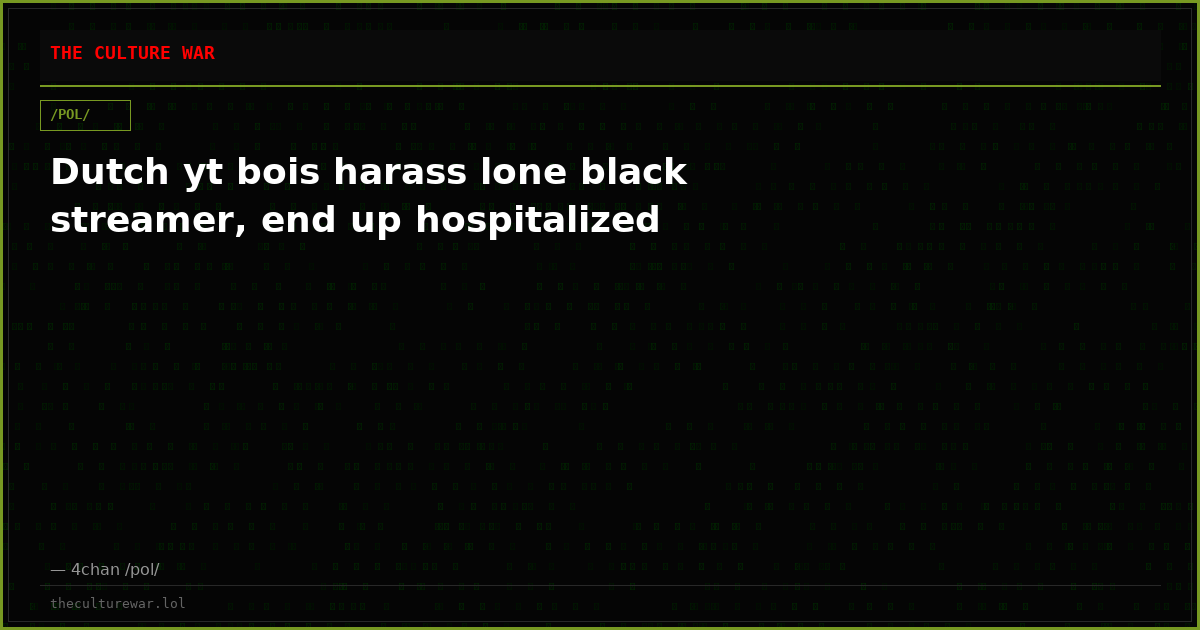 Dutch yt bois harass lone black streamer, end up hospitalized