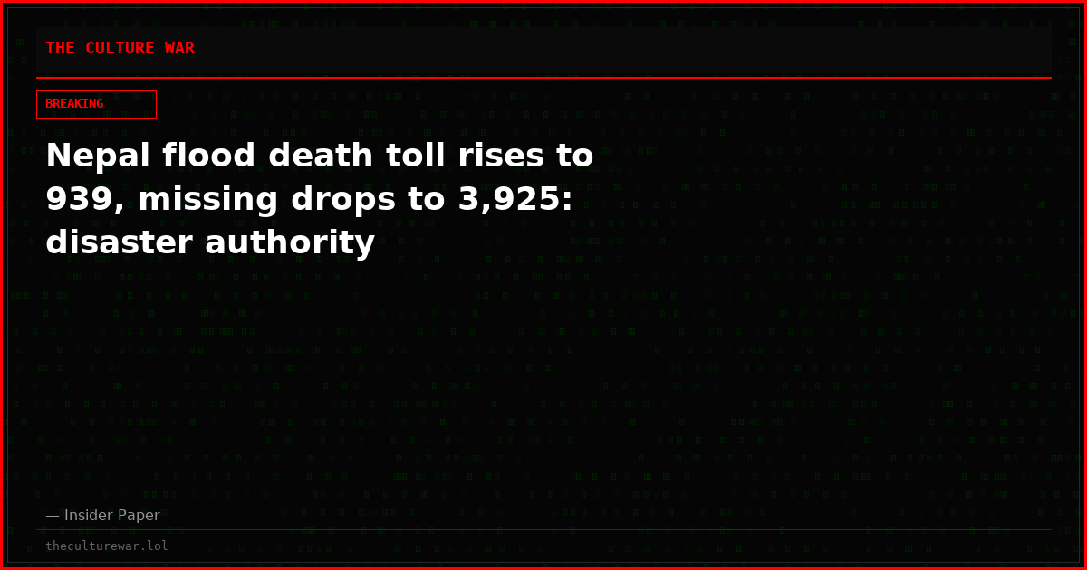 Nepal flood death toll rises to 939, missing drops to 3,925: disaster authority