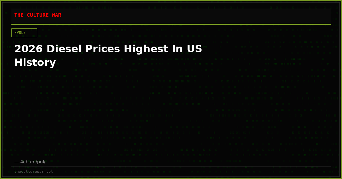 2026 Diesel Prices Highest In US History