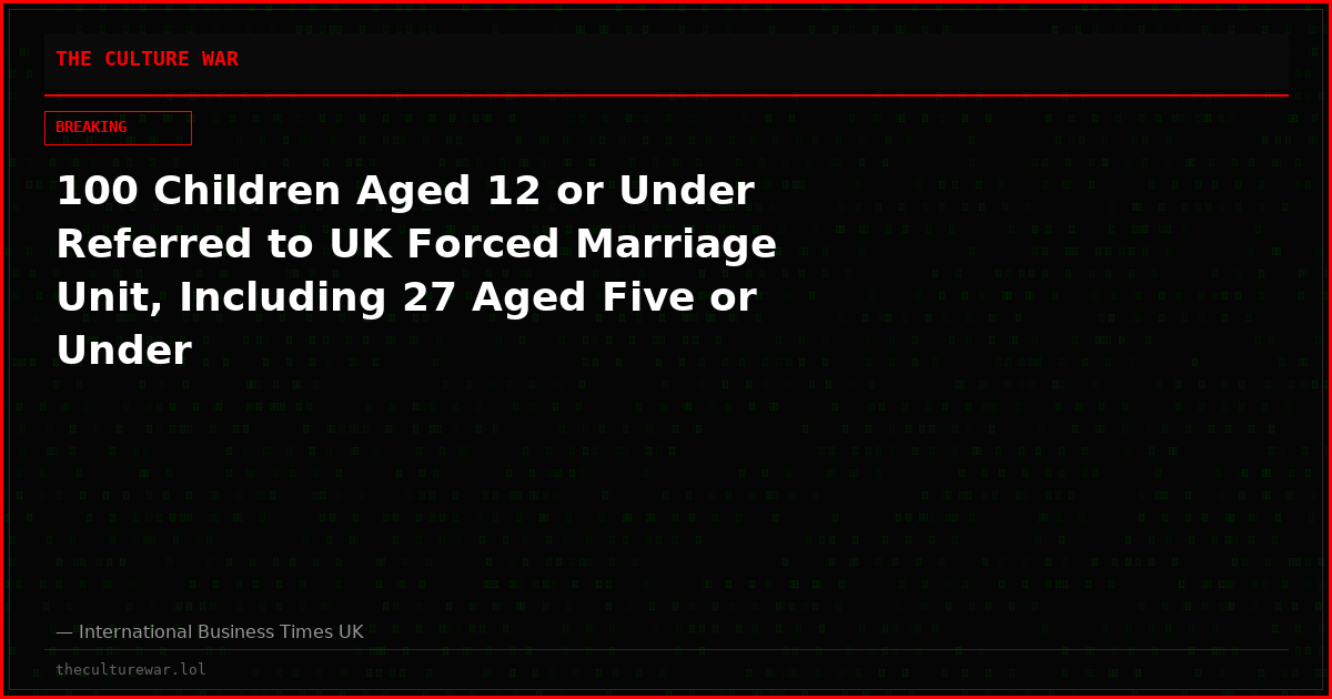 100 Children Aged 12 or Under Referred to UK Forced Marriage Unit, Including 27 Aged Five or Under