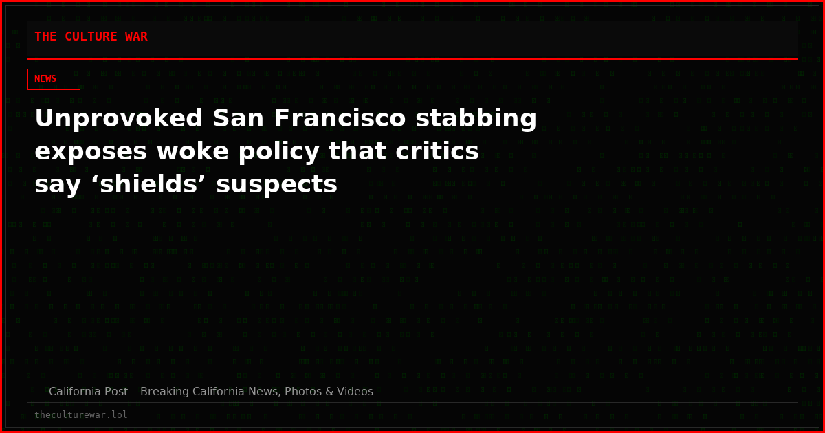 Unprovoked San Francisco stabbing exposes woke policy that critics say ‘shields’ suspects
