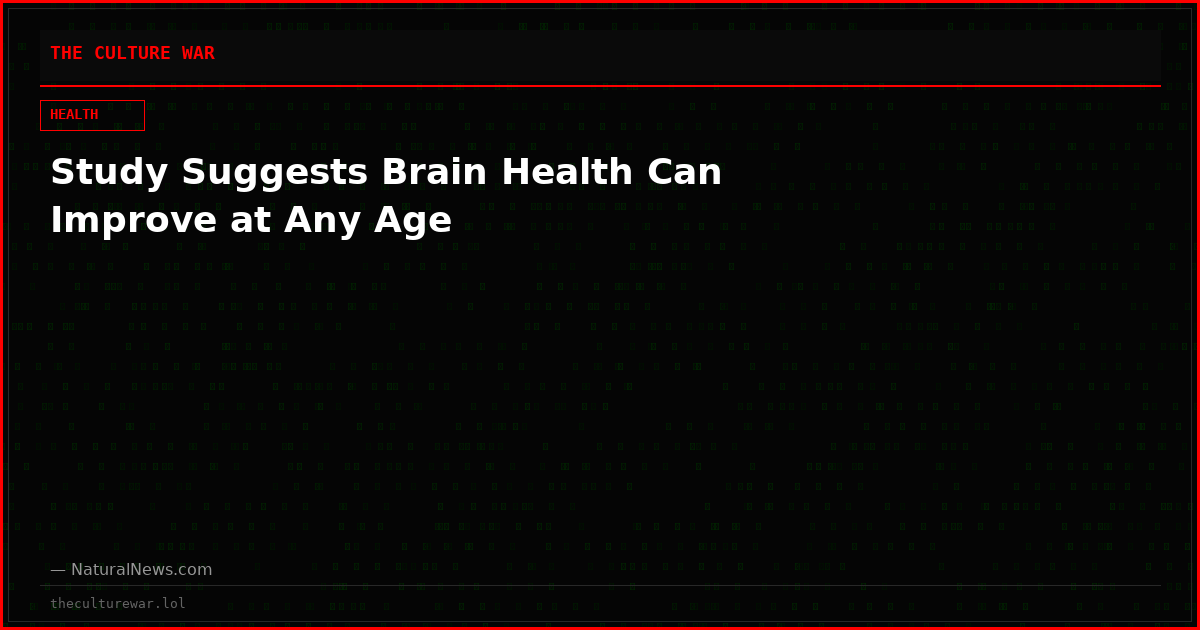 Study Suggests Brain Health Can Improve at Any Age