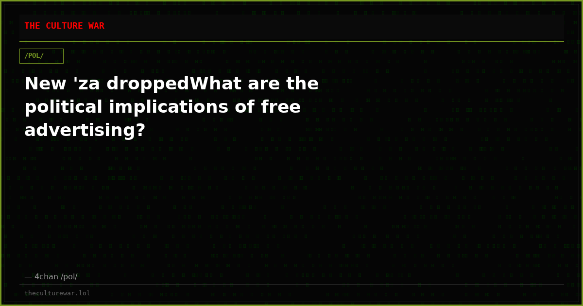 New 'za droppedWhat are the political implications of free advertising?