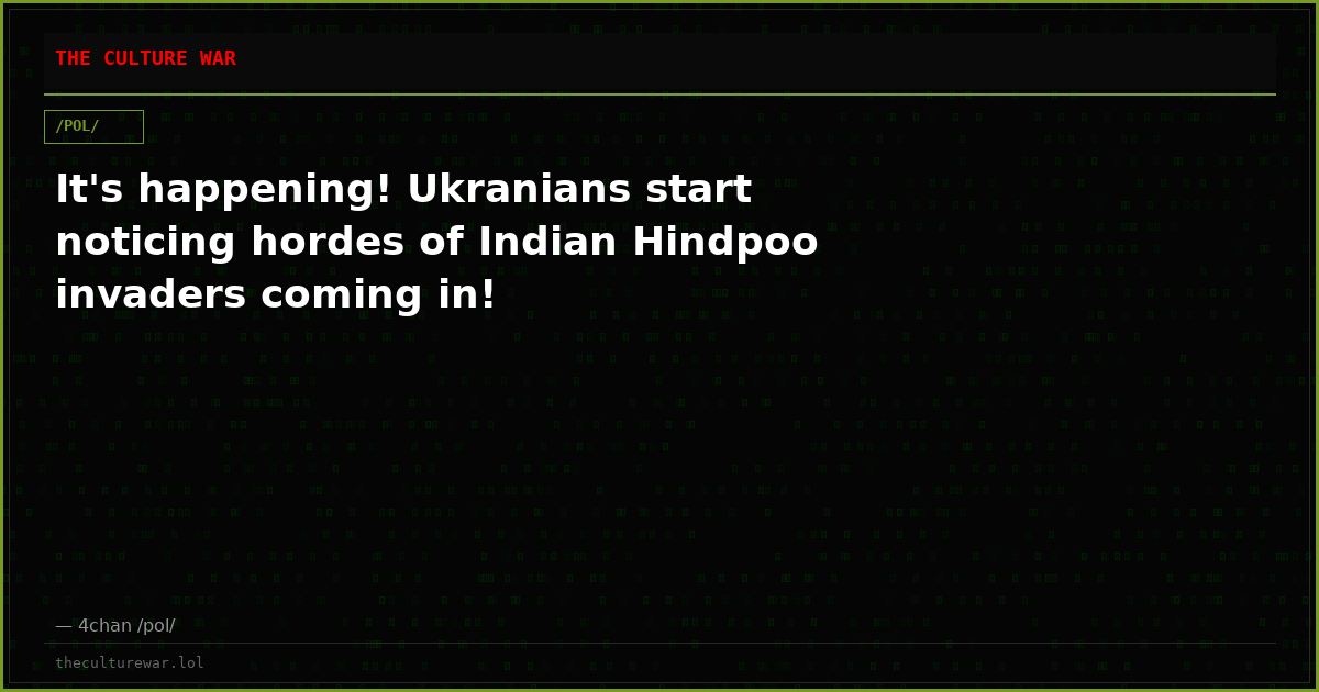 It's happening! Ukranians start noticing hordes of Indian Hindpoo invaders coming in!