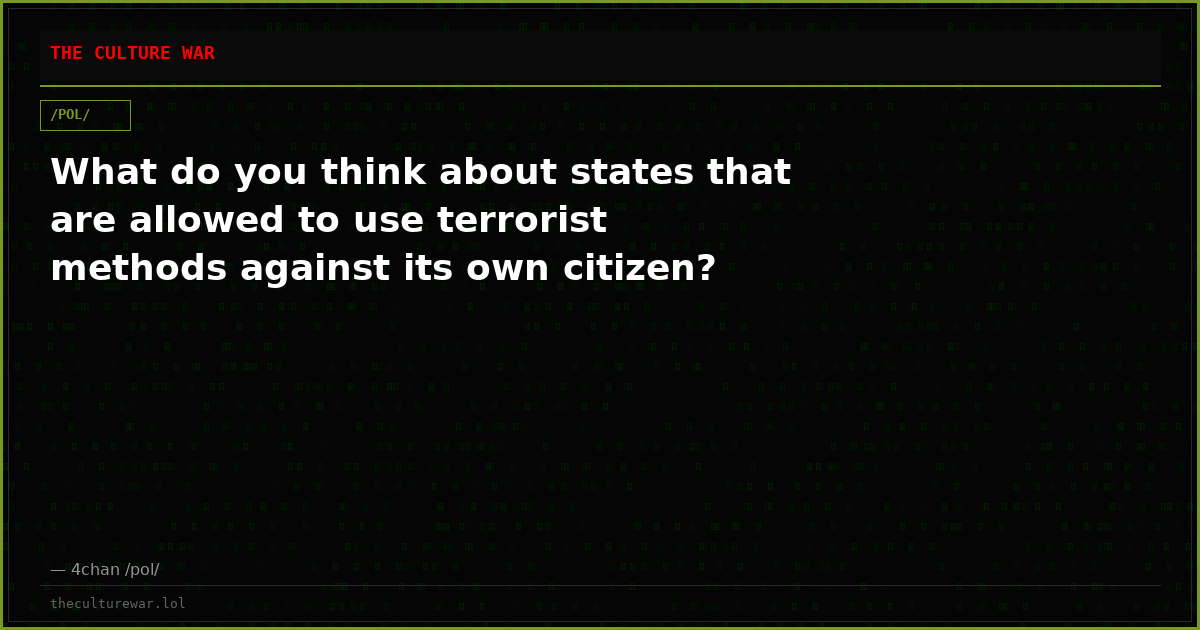 What do you think about states that are allowed to use terrorist methods against its own citizen?