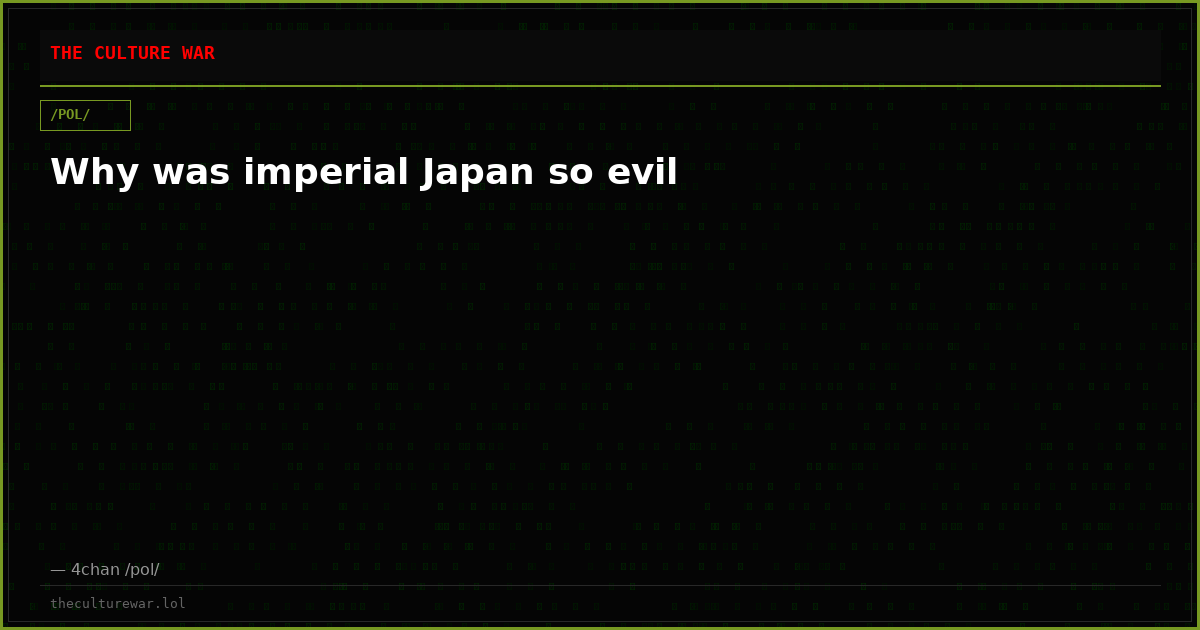 Why was imperial Japan so evil