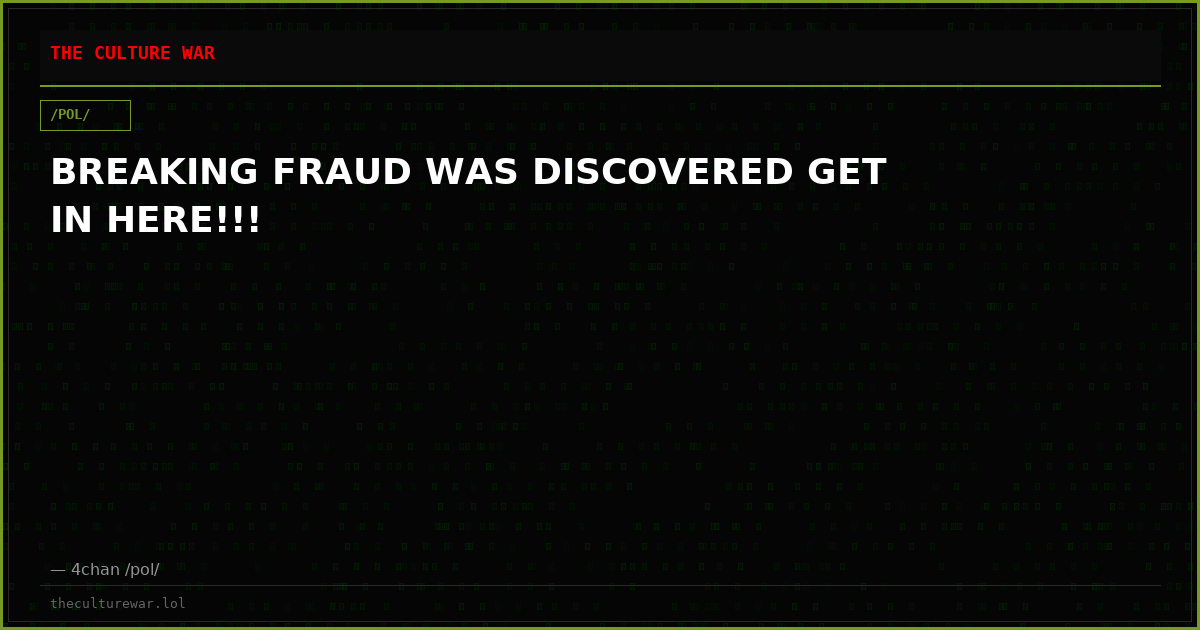 BREAKING FRAUD WAS DISCOVERED GET IN HERE!!!