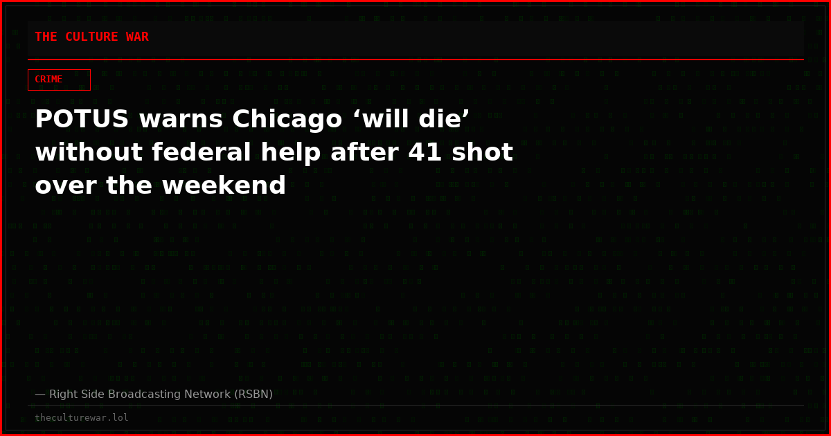 POTUS warns Chicago ‘will die’ without federal help after 41 shot over the weekend