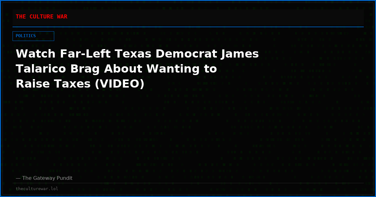 Watch Far-Left Texas Democrat James Talarico Brag About Wanting to Raise Taxes (VIDEO)