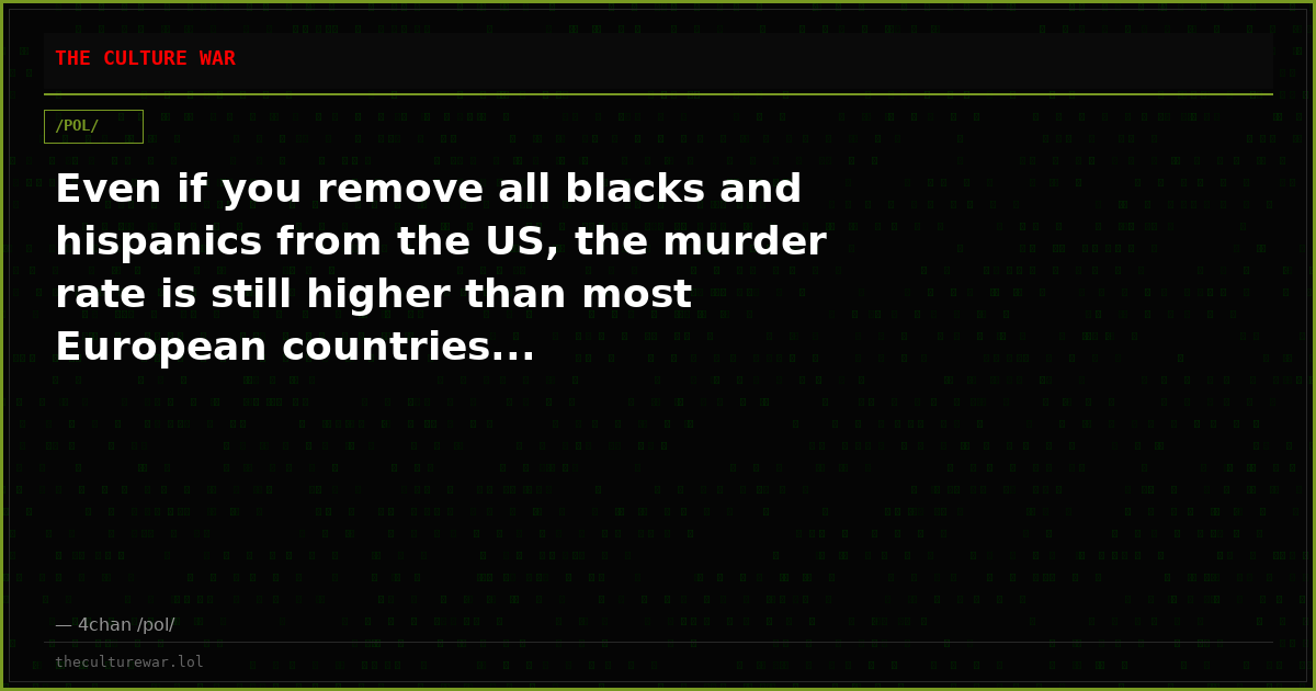 Even if you remove all blacks and hispanics from the US, the murder rate is still higher than most European countries...
