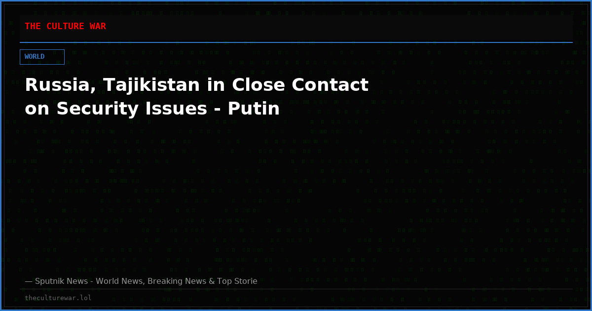 Russia, Tajikistan in Close Contact on Security Issues - Putin