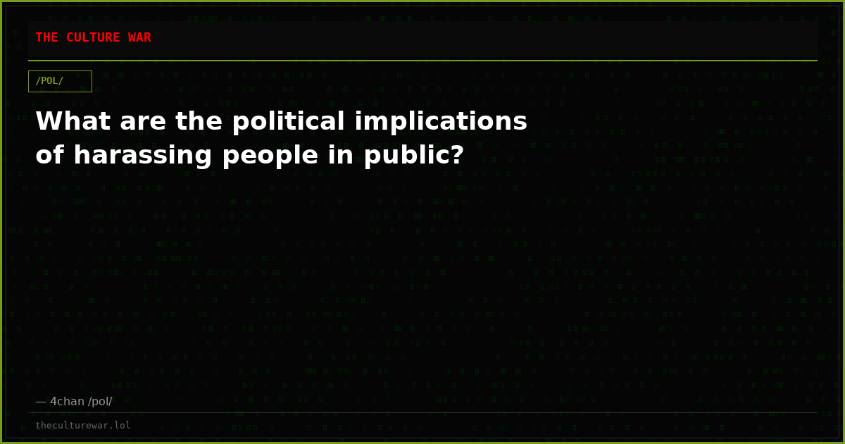 What are the political implications of harassing people in public?