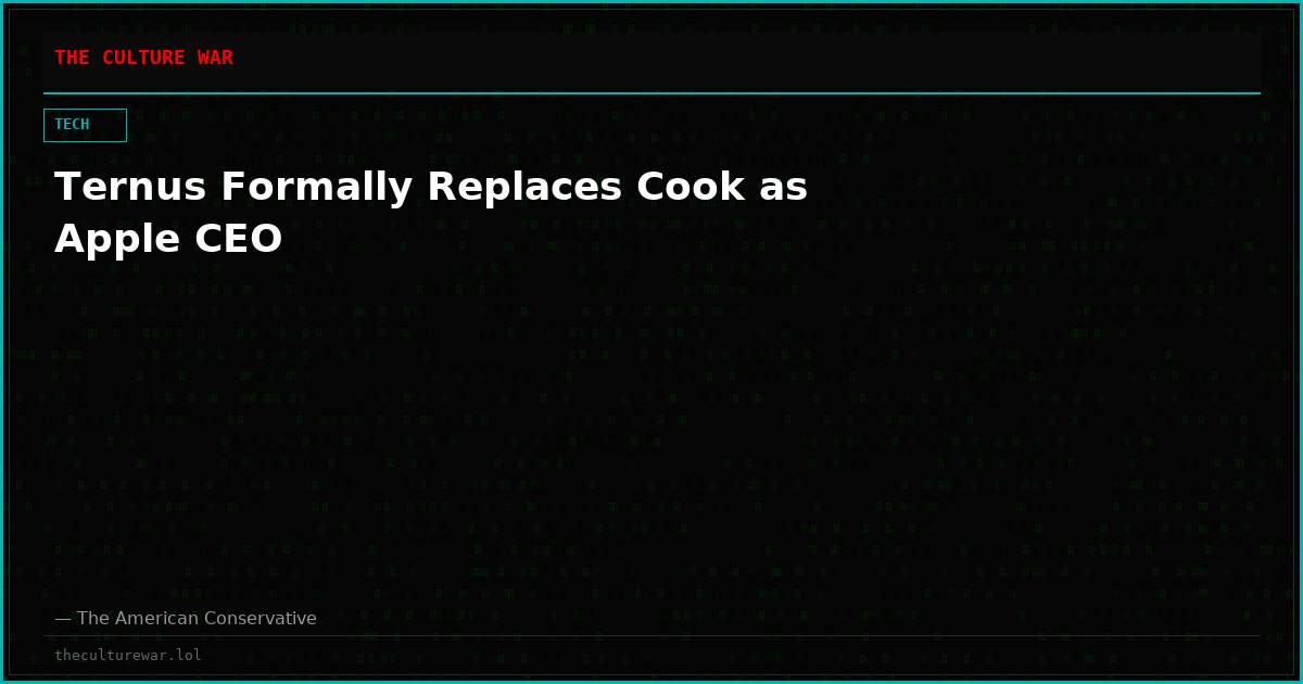 Ternus Formally Replaces Cook as Apple CEO