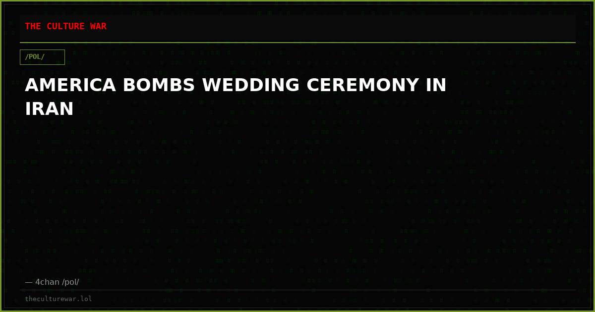 AMERICA BOMBS WEDDING CEREMONY IN IRAN