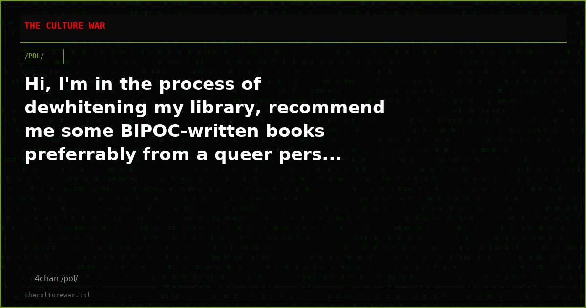 Hi, I'm in the process of dewhitening my library, recommend me some BIPOC-written books preferrably from a queer pers...