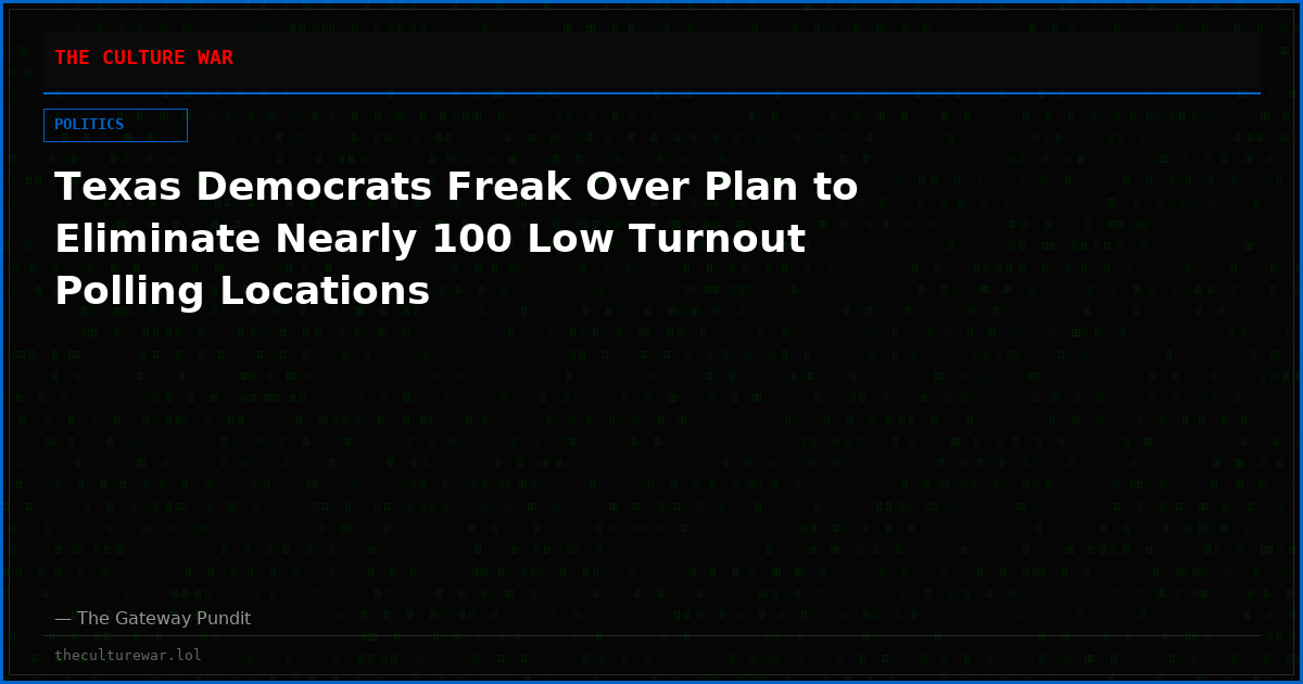 Texas Democrats Freak Over Plan to Eliminate Nearly 100 Low Turnout Polling Locations