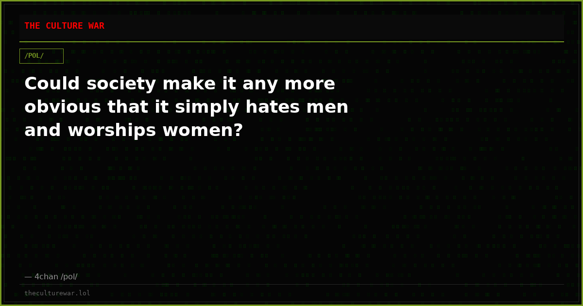 Could society make it any more obvious that it simply hates men and worships women?