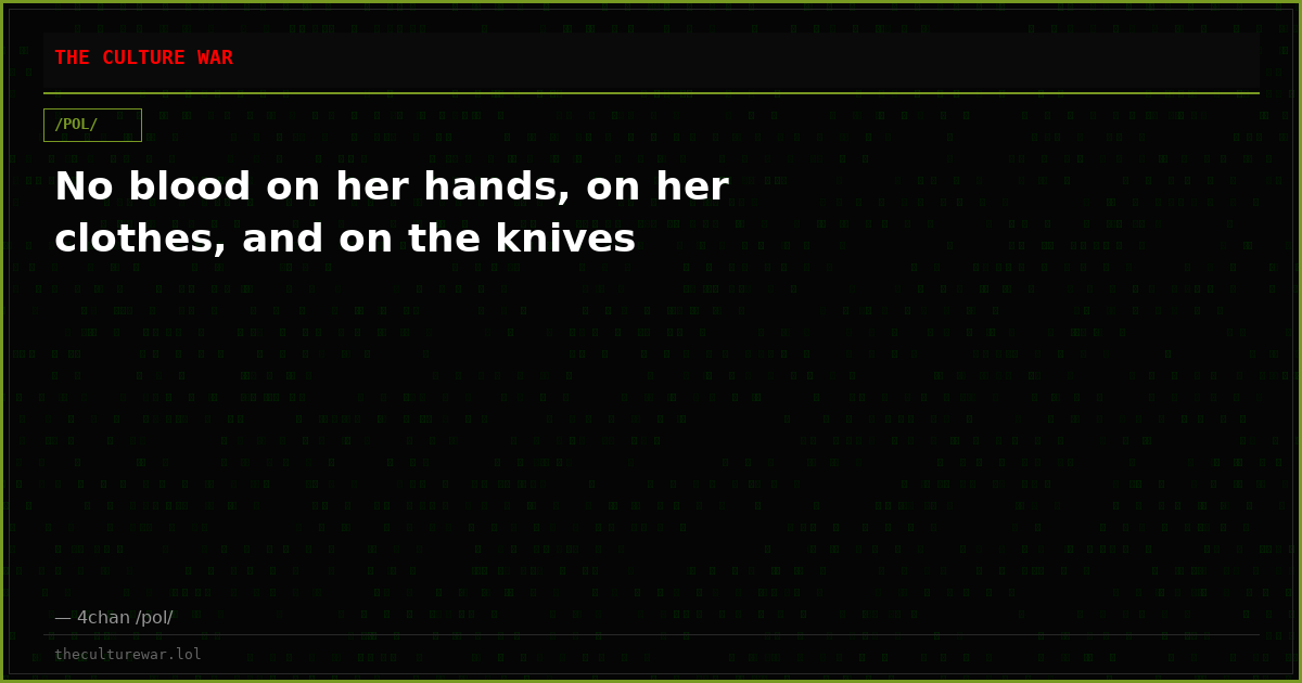 No blood on her hands, on her clothes, and on the knives