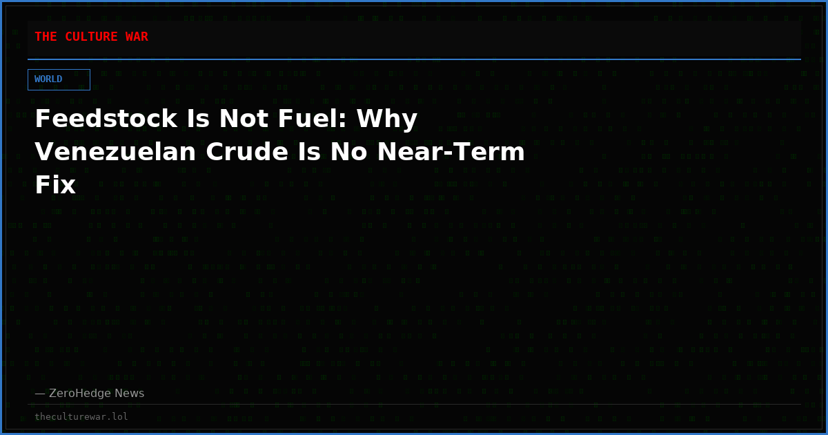 Feedstock Is Not Fuel: Why Venezuelan Crude Is No Near-Term Fix