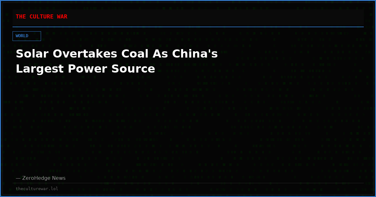Solar Overtakes Coal As China's Largest Power Source