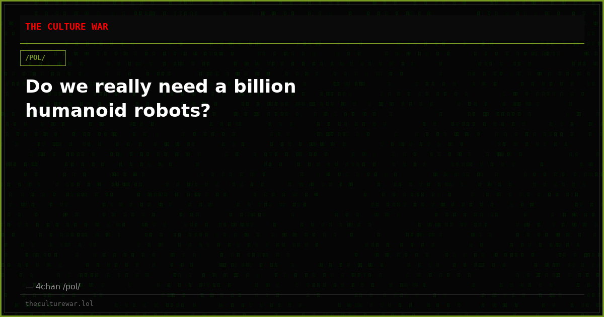 Do we really need a billion humanoid robots?